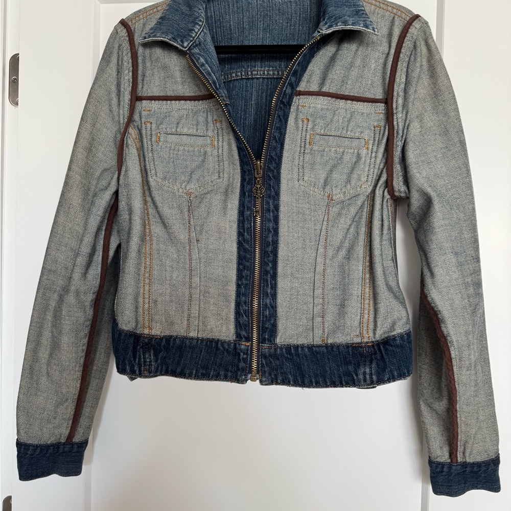 CAbi Blue Washed Denim Zip-Front Jacket - Picture 5 of 6